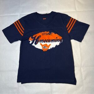 Navy and orange UTSA homecoming t-shirt